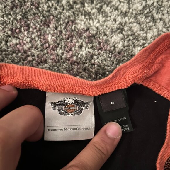 Vintage Harley-Davidson Women's Black & Red Ringer Tee - Picture 4 of 4